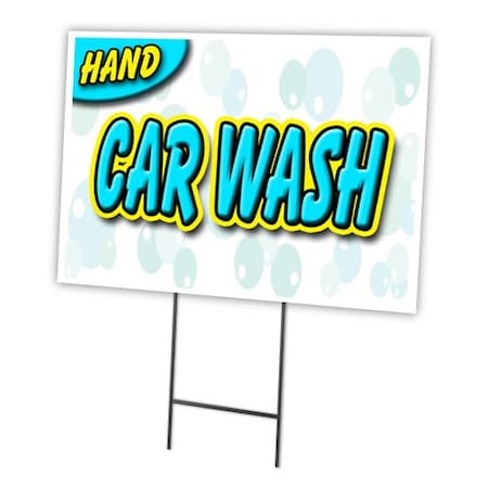 Signmission Hand Car Wash Yard Sign & Stake outdoor plastic coroplast window, C-1824 Hand Car Wash C-1824 Hand Car Wash